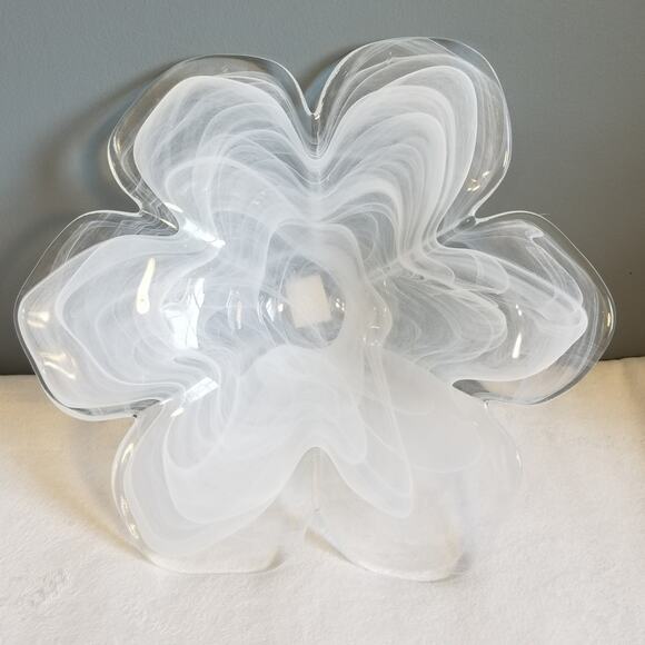 Vintage Obestdorfer Glashutte Mundgeblasen Open Flower Blown Glass Art Bowl Dish - Picture 10 of 16